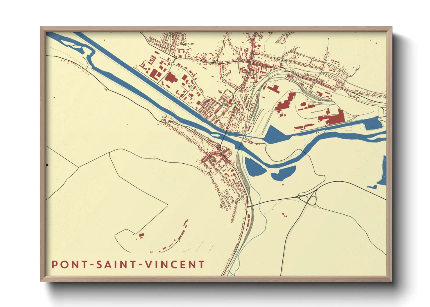 Une affiche de carte sur Pont-Saint-Vincent