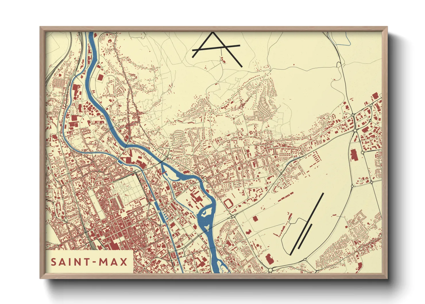 Une affiche de carte sur Saint-Max