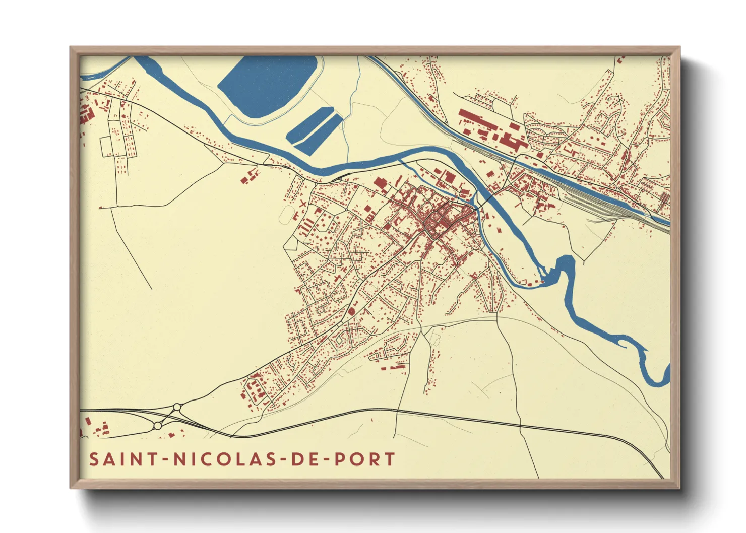 Une affiche de carte sur Saint-Nicolas-de-Port
