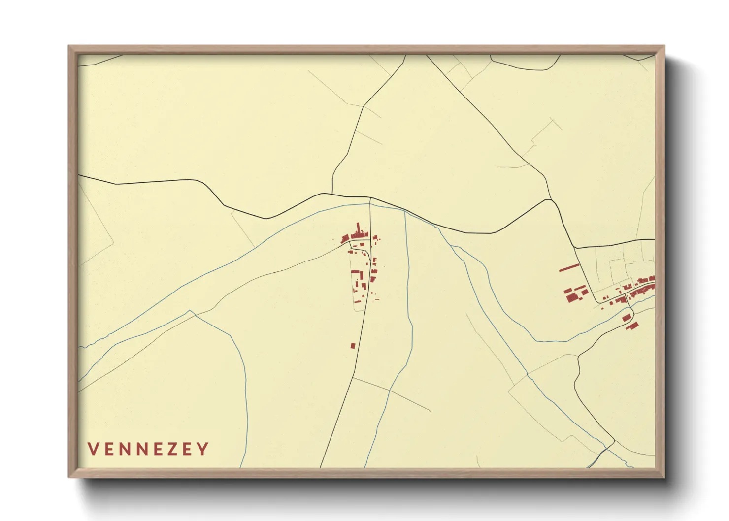 Une affiche de carte sur Vennezey