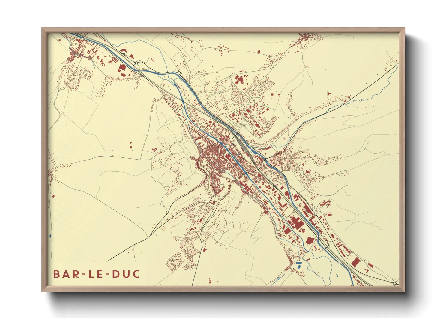 Une affiche de carte sur Bar-le-Duc