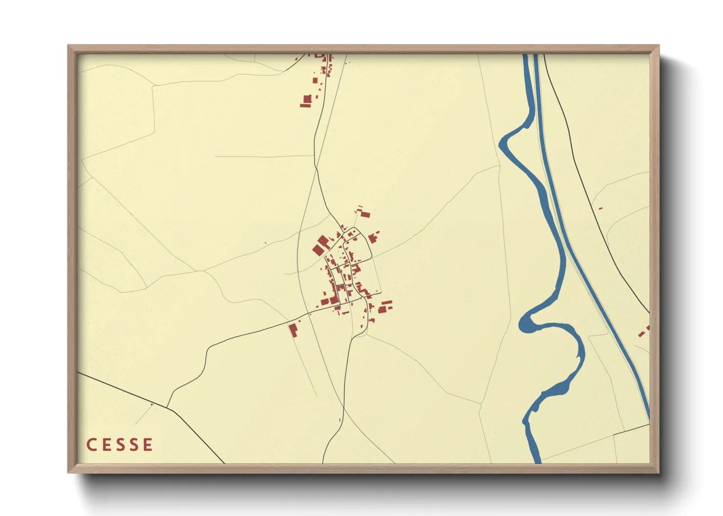 Une affiche de carte sur Cesse