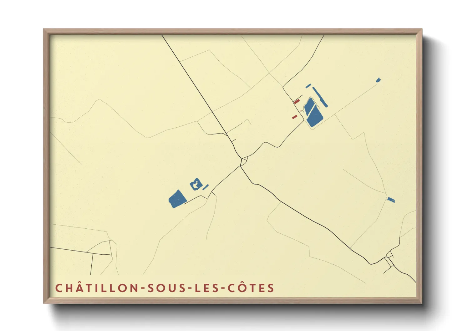 Une affiche de carte sur Châtillon-sous-les-Côtes