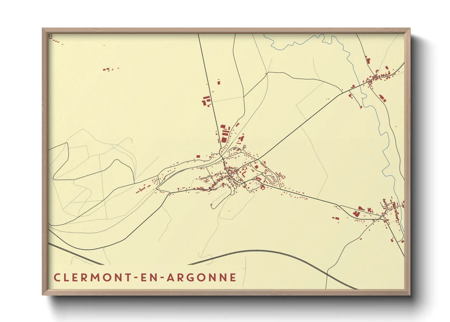 Une affiche de carte sur Clermont-en-Argonne