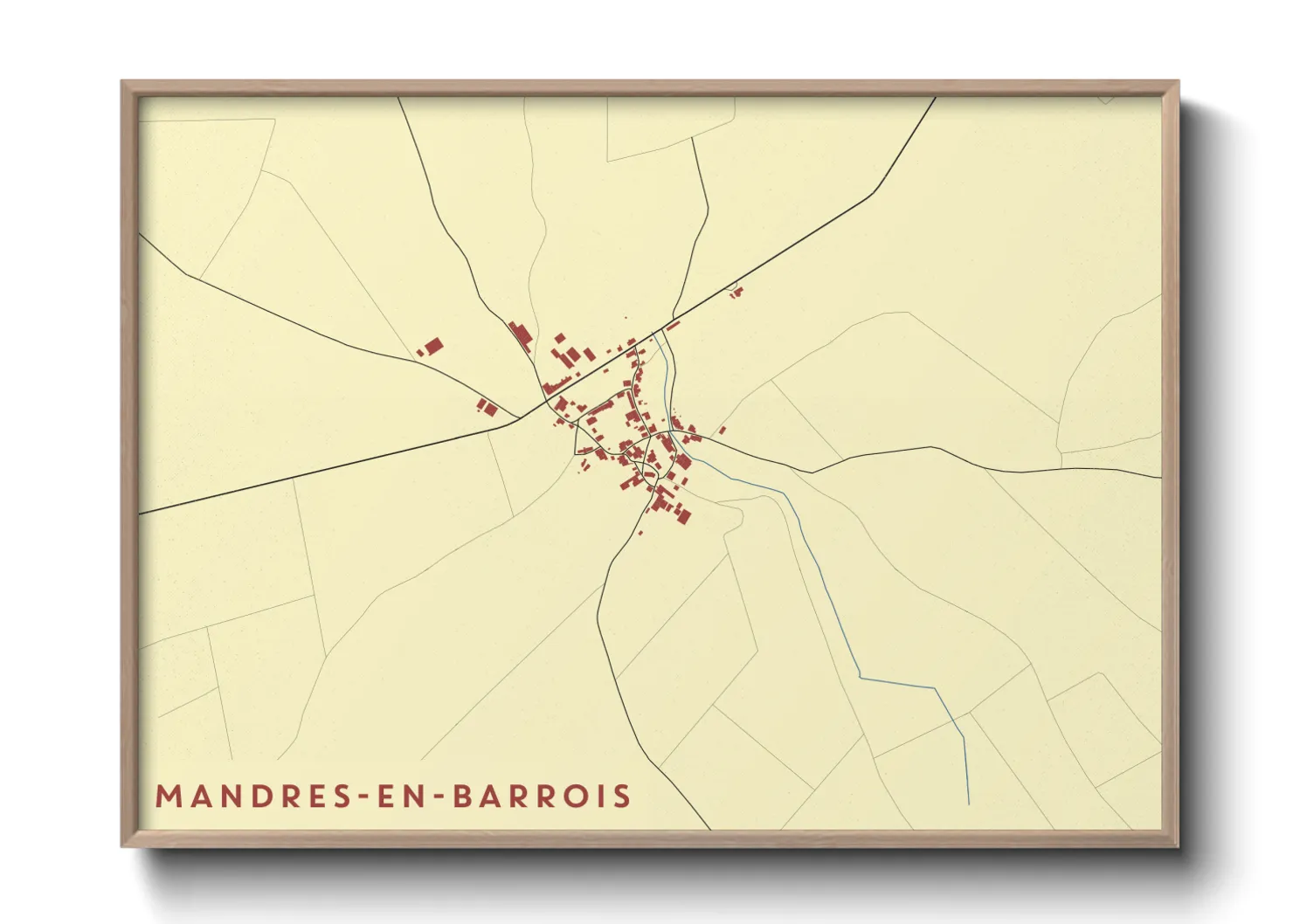 Une affiche de carte sur Mandres-en-Barrois