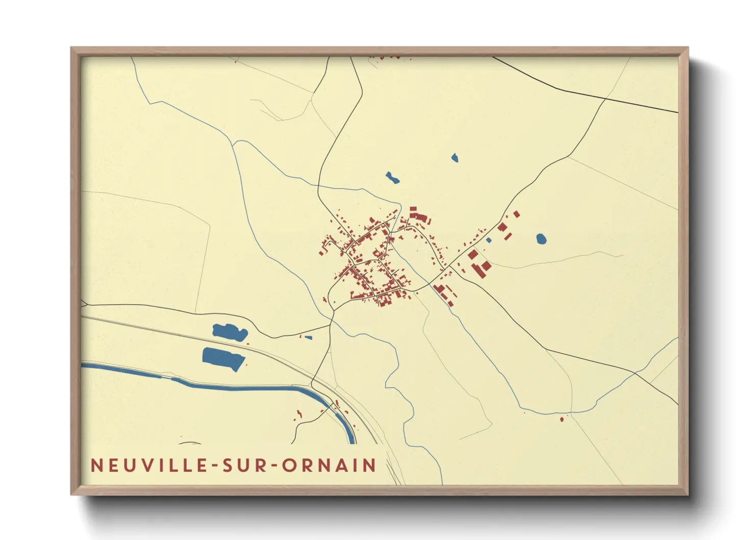 Une affiche de carte sur Neuville-sur-Ornain