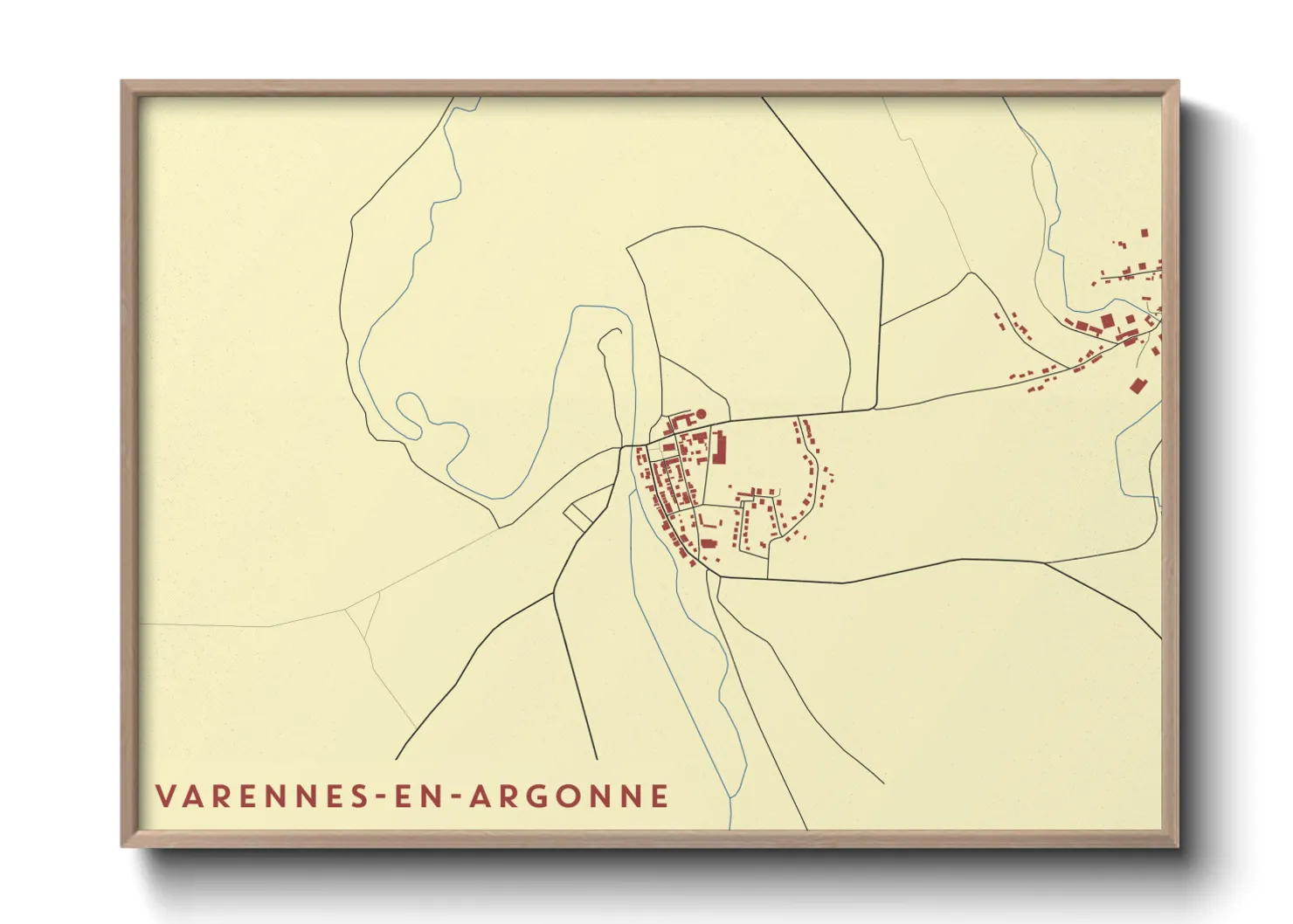 Une affiche de carte sur Varennes-en-Argonne
