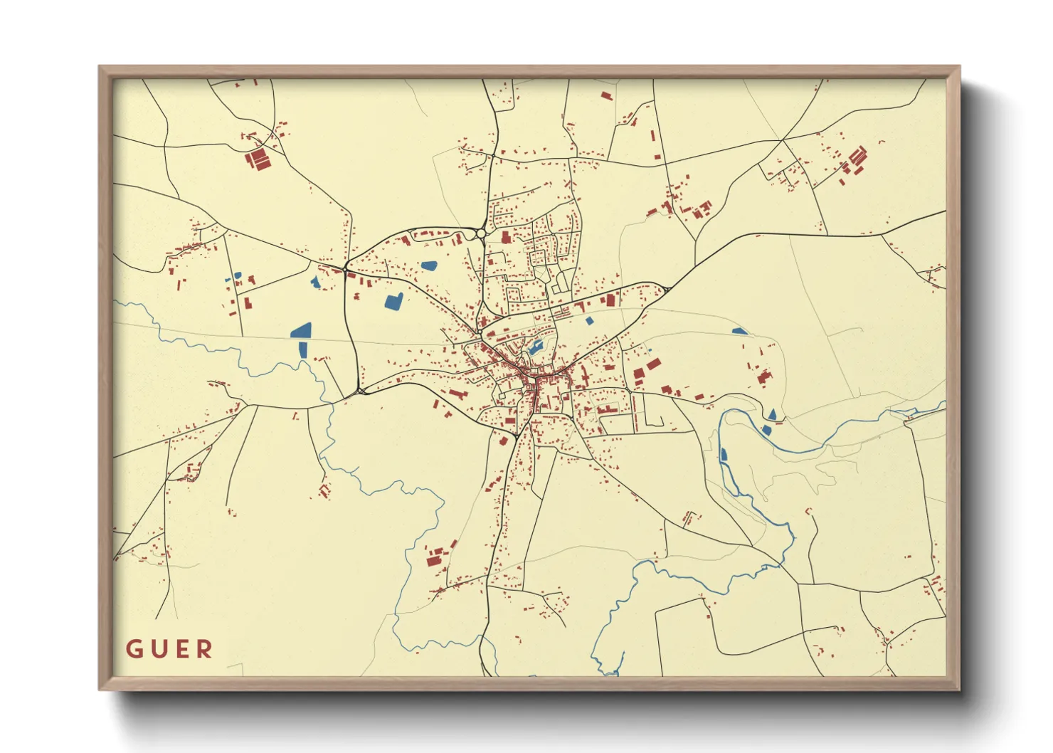 Une affiche de carte sur Guer