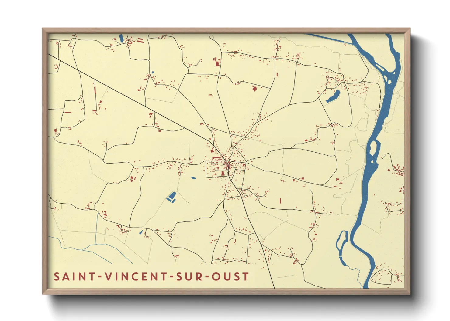 Une affiche de carte sur Saint-Vincent-sur-Oust
