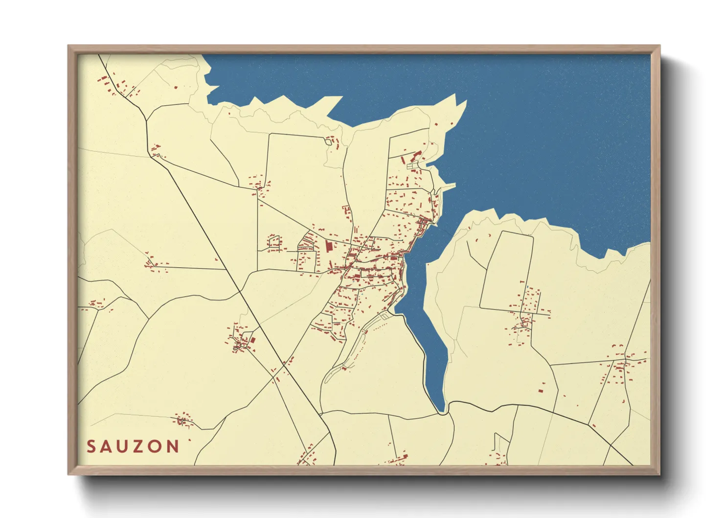 Une affiche de carte sur Sauzon