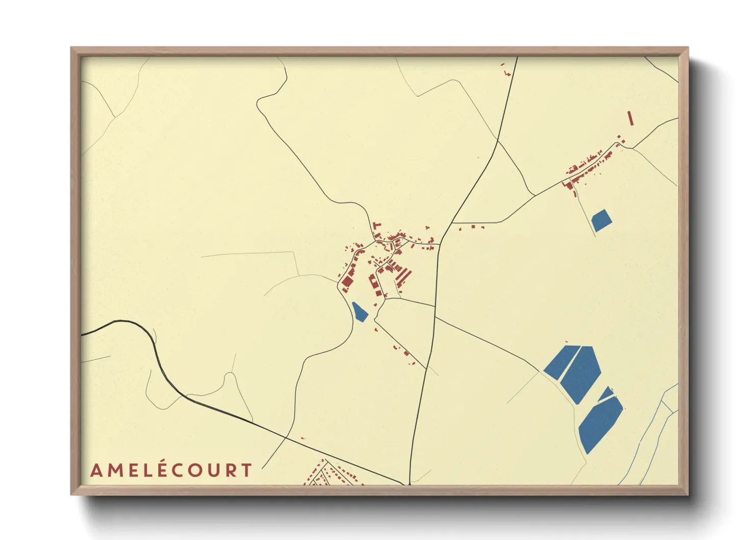 Une affiche de carte sur Amelécourt