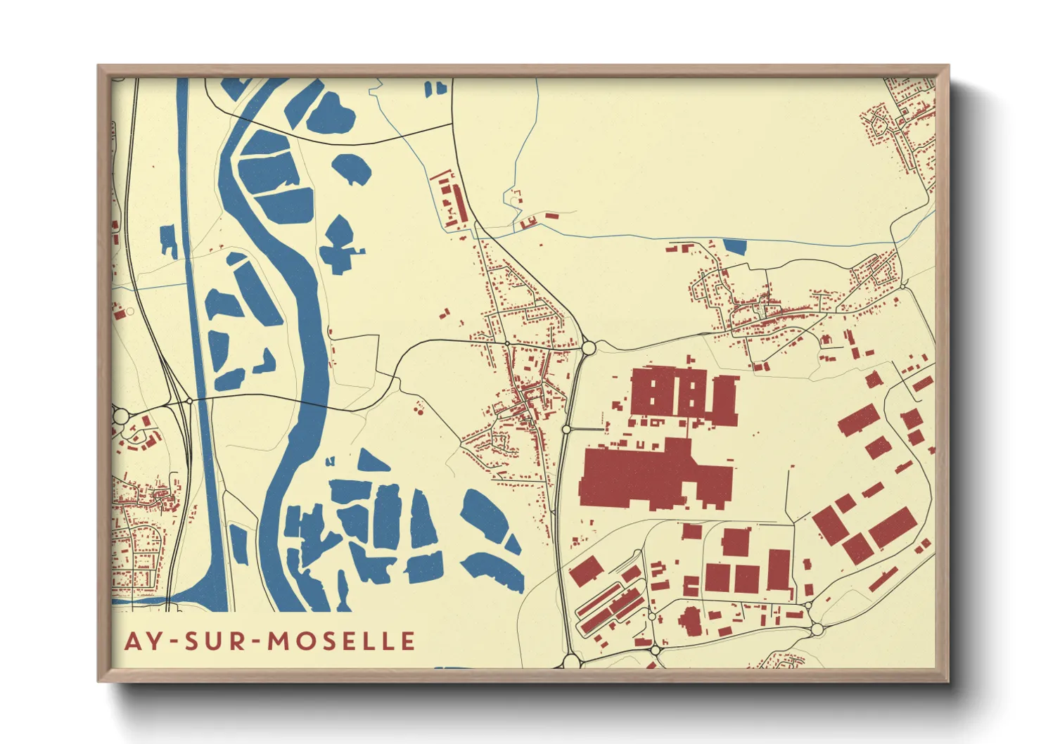 Une affiche de carte sur Ay-sur-Moselle