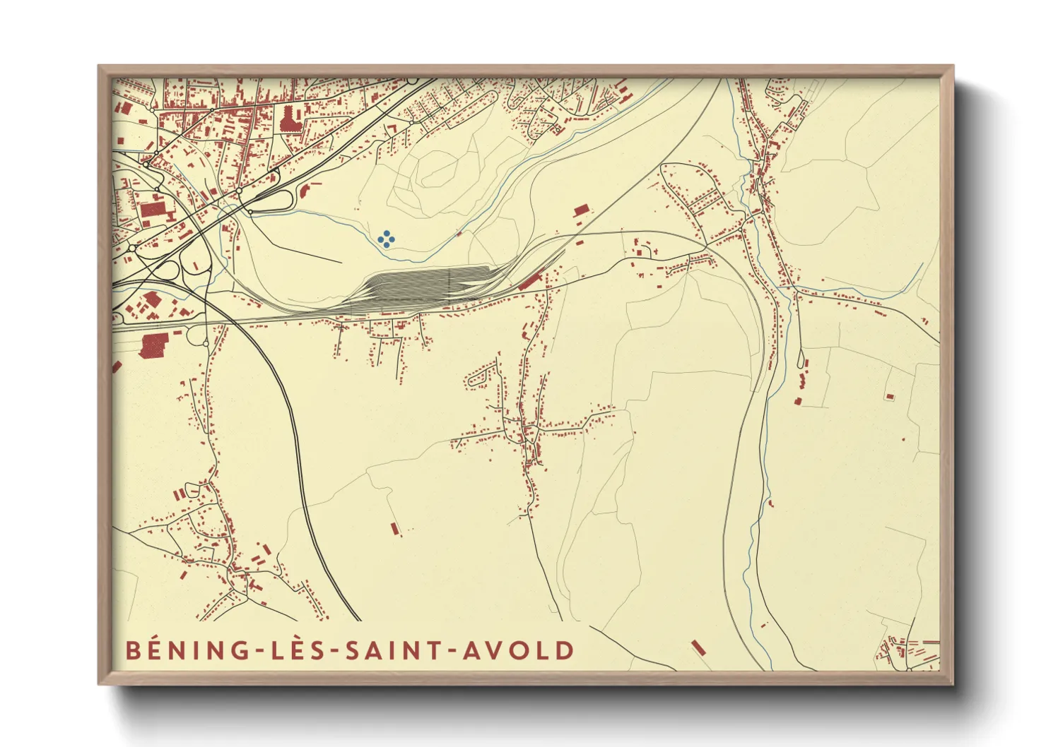 Une affiche de carte sur Béning-lès-Saint-Avold