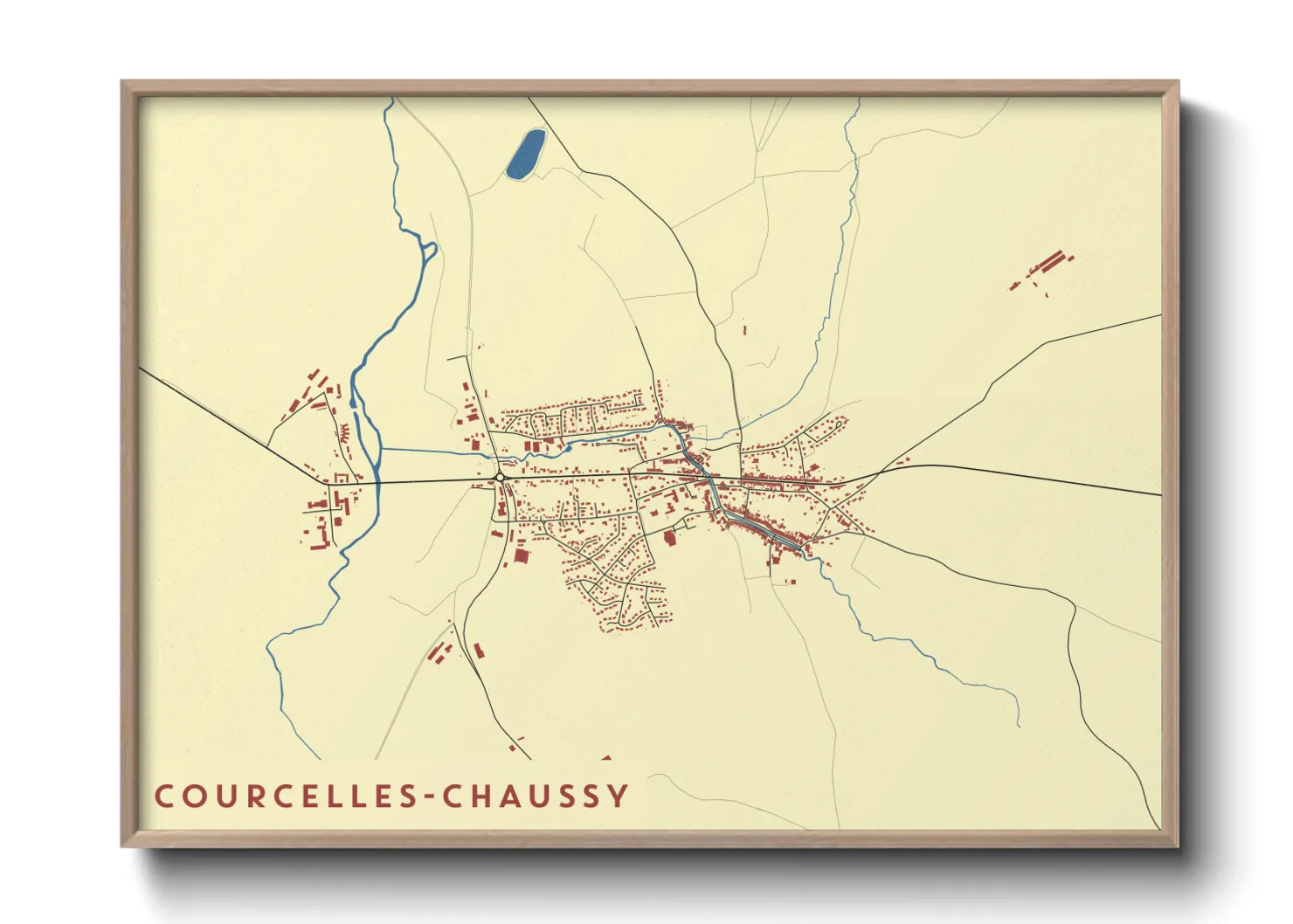 Une affiche de carte sur Courcelles-Chaussy