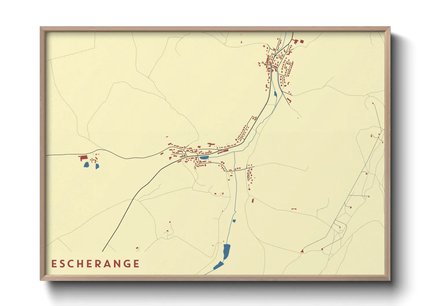 Une affiche de carte sur Escherange