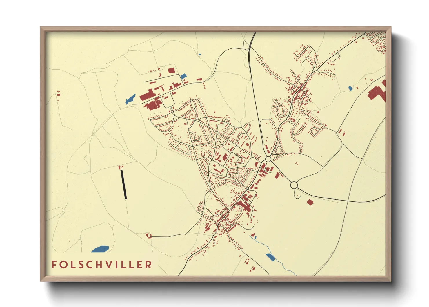 Une affiche de carte sur Folschviller