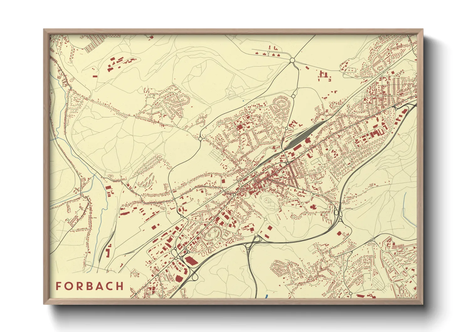 Une affiche de carte sur Forbach