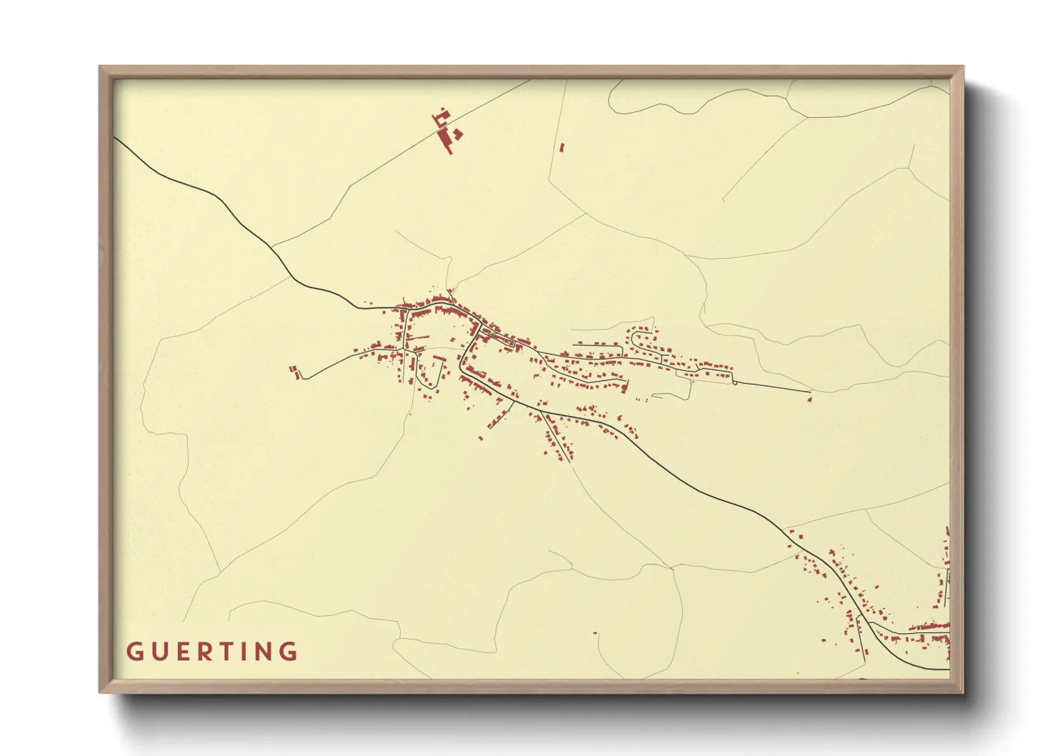 Une affiche de carte sur Guerting