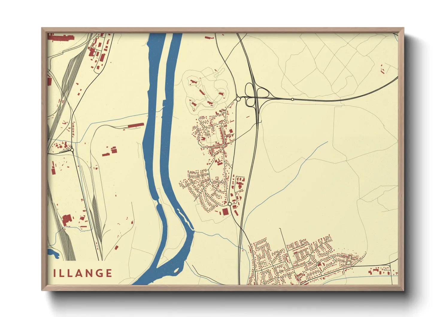 Une affiche de carte sur Illange