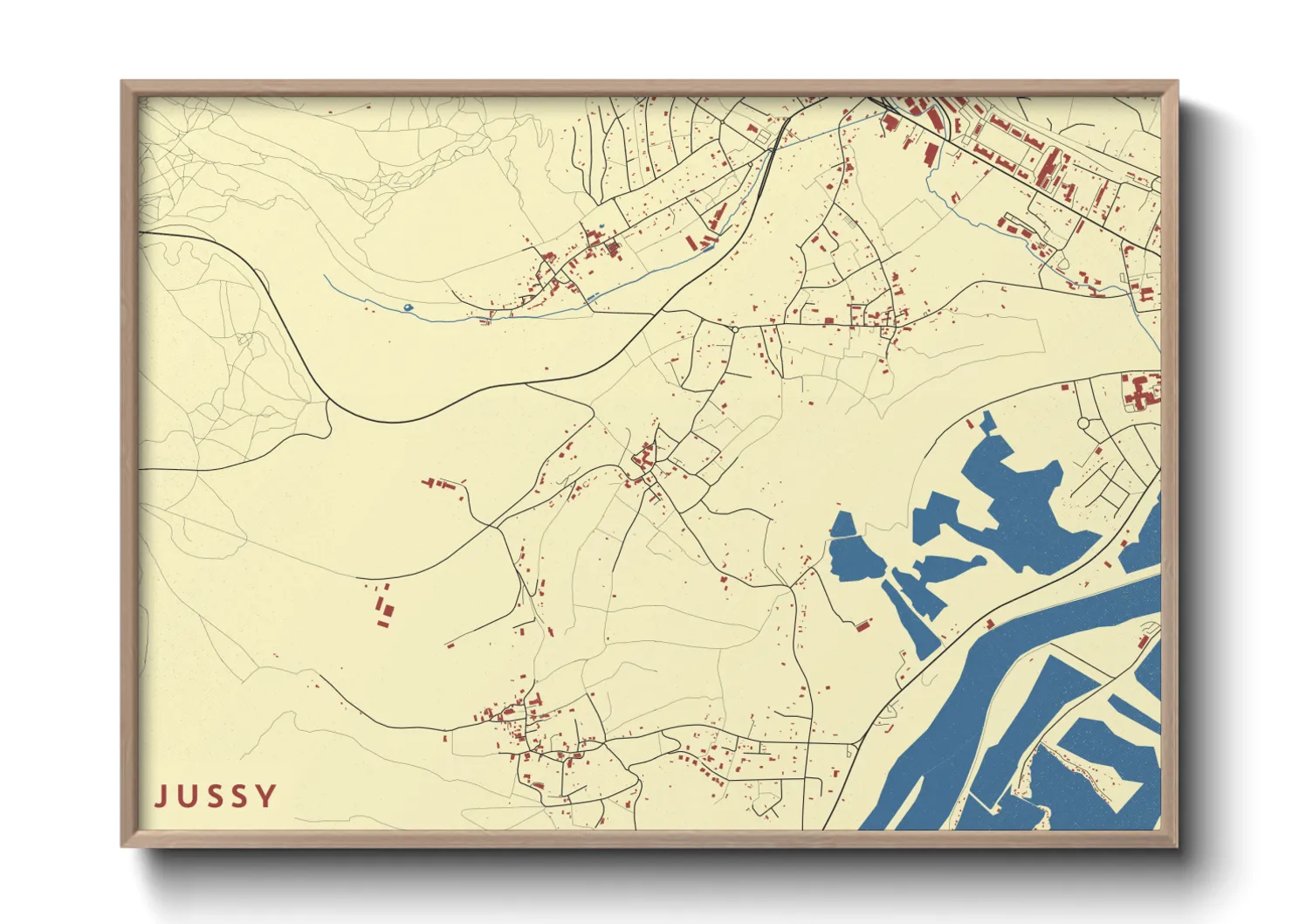 Une affiche de carte sur Jussy