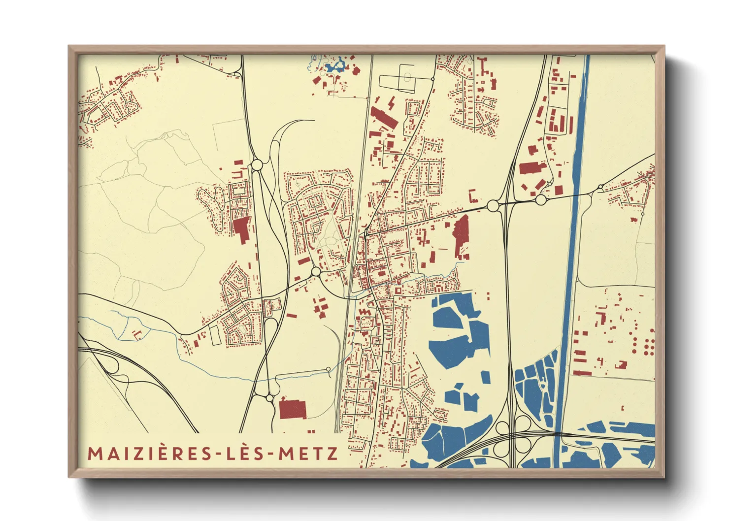 Une affiche de carte sur Maizières-lès-Metz