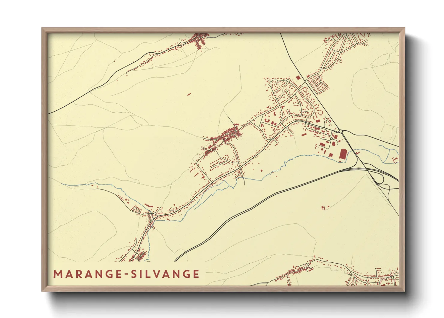 Une affiche de carte sur Marange-Silvange