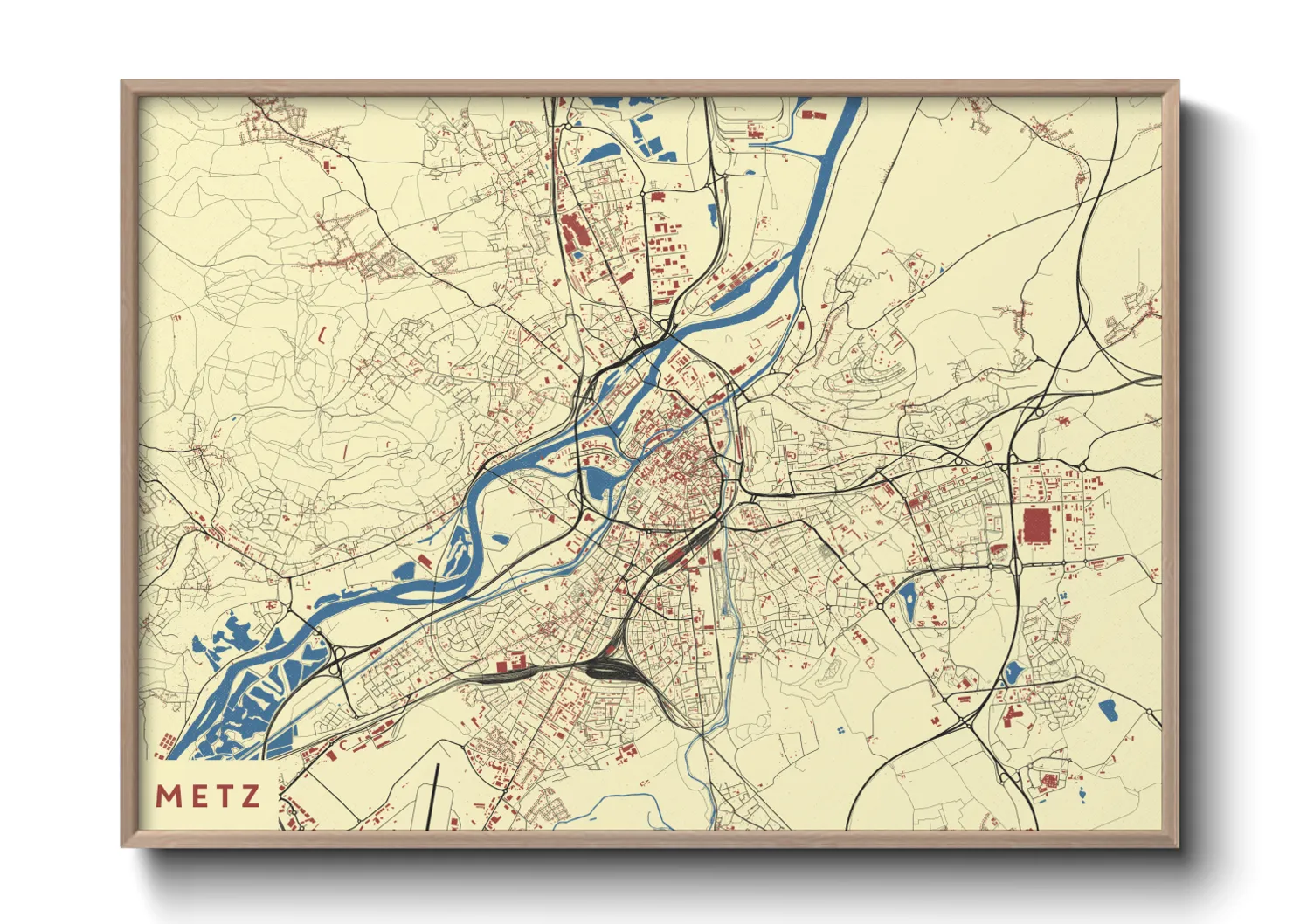 Une affiche de carte sur Metz