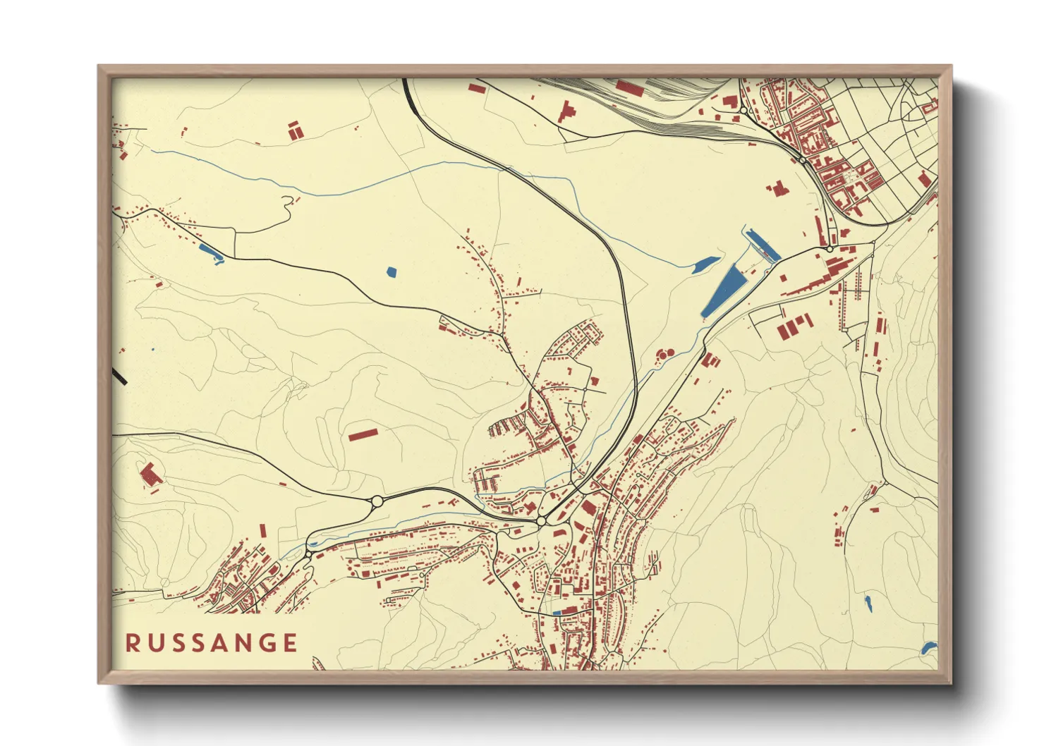 Une affiche de carte sur Russange