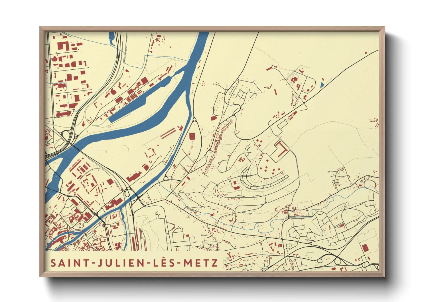 Une affiche de carte sur Saint-Julien-lès-Metz