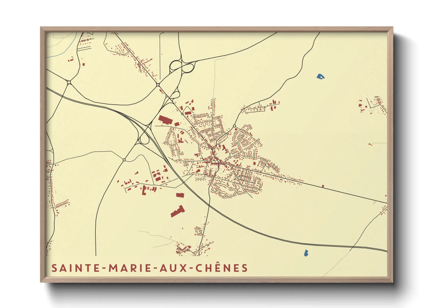 Une affiche de carte sur Sainte-Marie-aux-Chênes