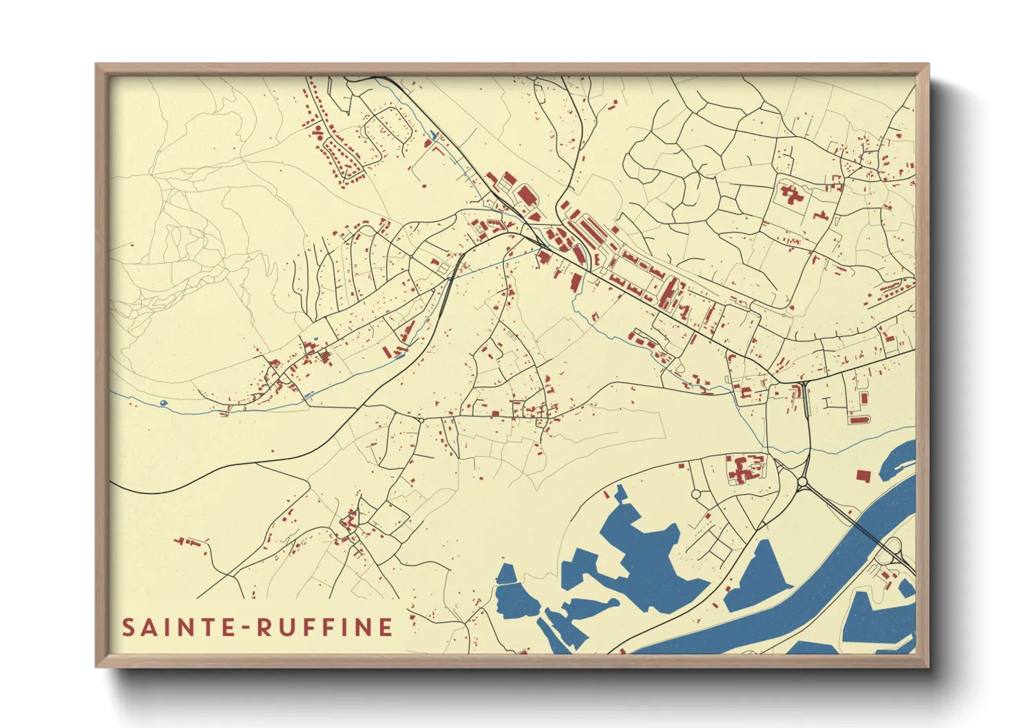 Une affiche de carte sur Sainte-Ruffine