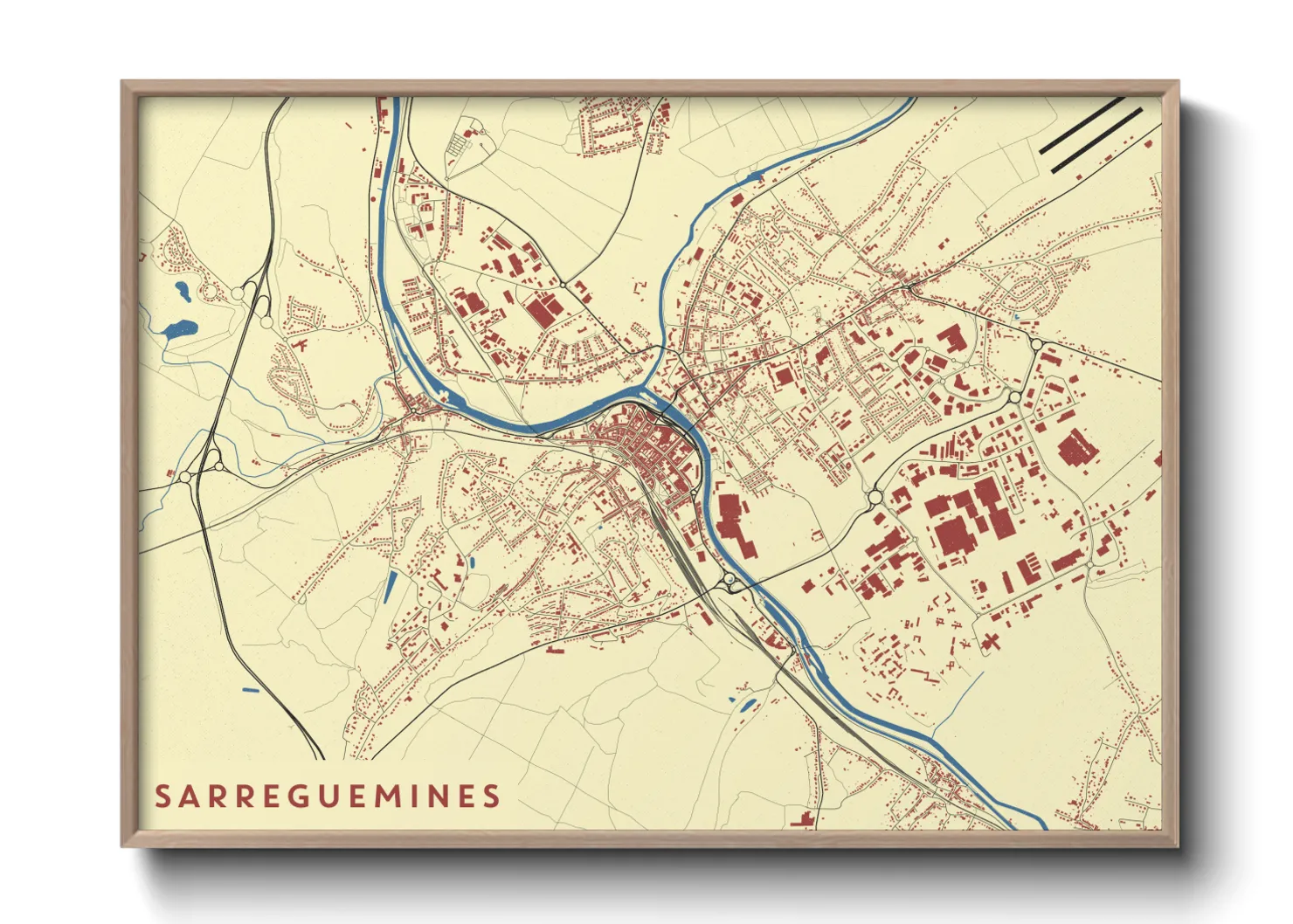 Une affiche de carte sur Sarreguemines