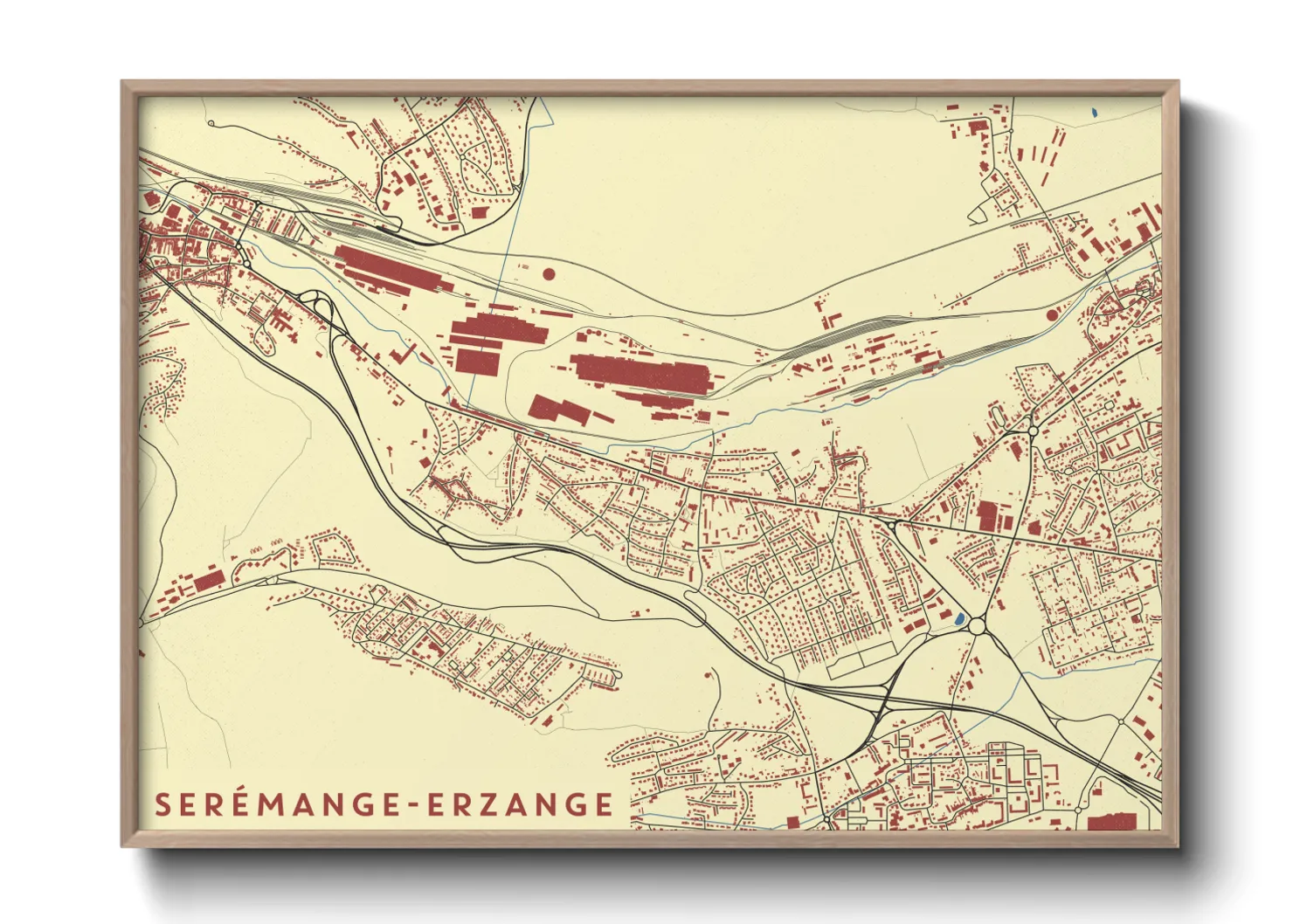 Une affiche de carte sur Serémange-Erzange