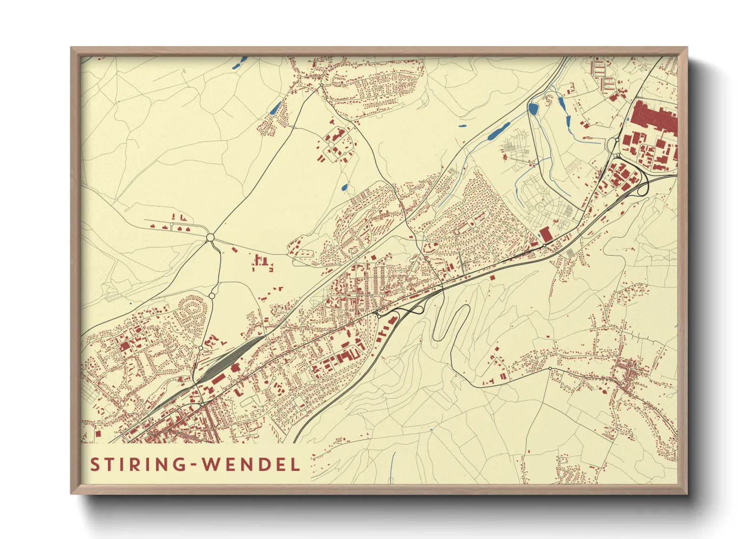 Une affiche de carte sur Stiring-Wendel