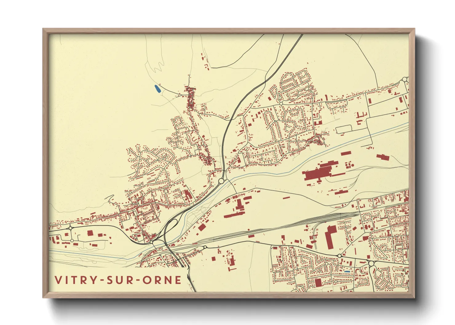 Une affiche de carte sur Vitry-sur-Orne