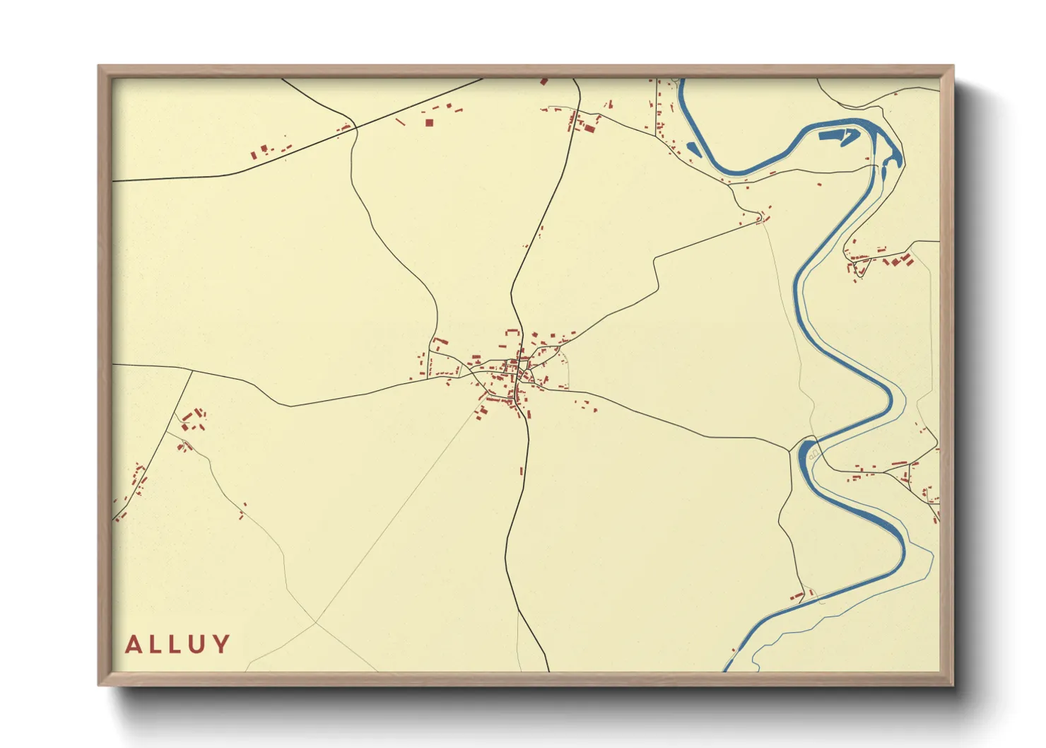 Une affiche de carte sur Alluy