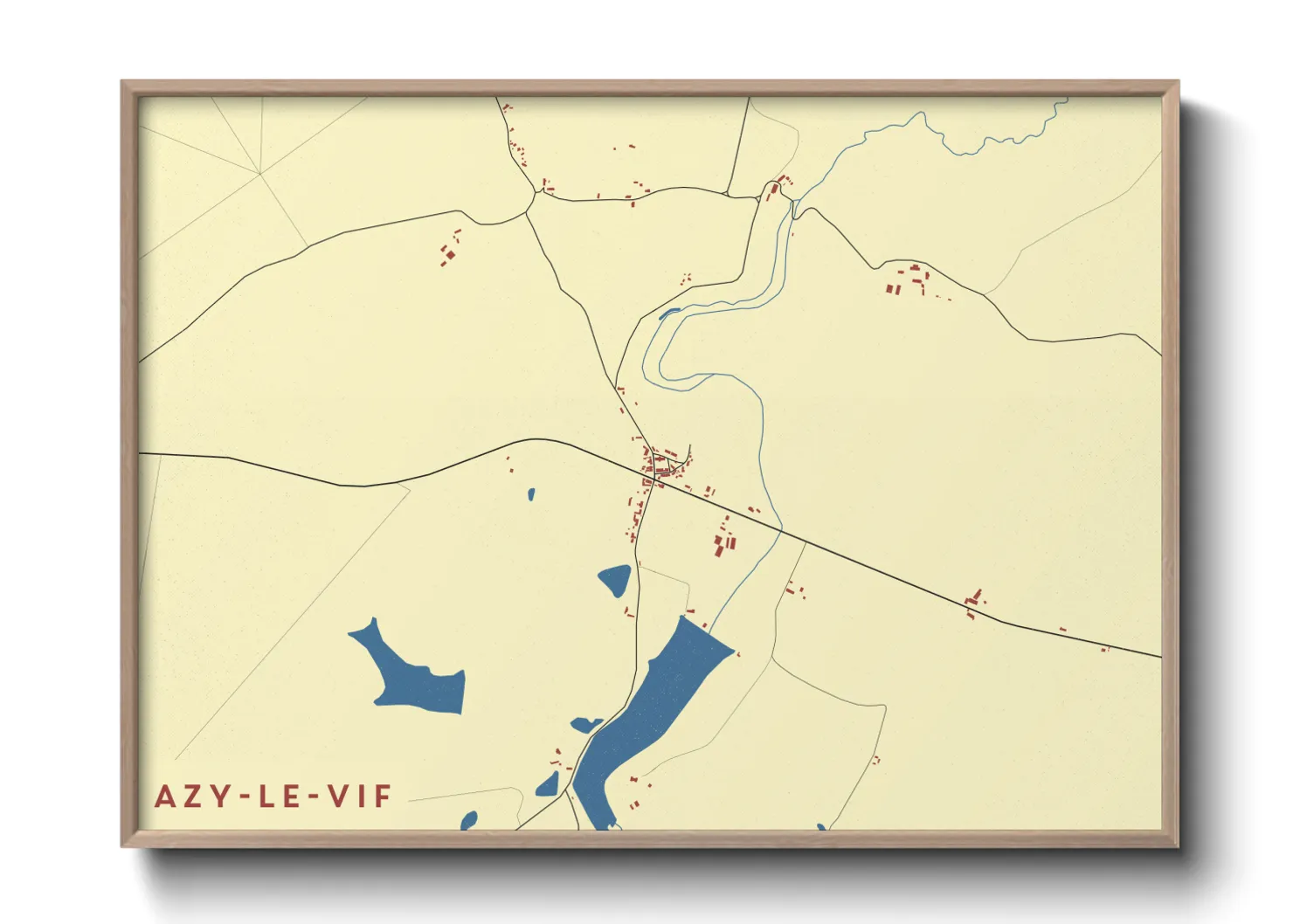 Une affiche de carte sur Azy-le-Vif