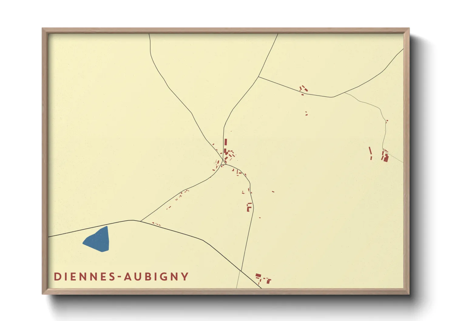 Une affiche de carte sur Diennes-Aubigny