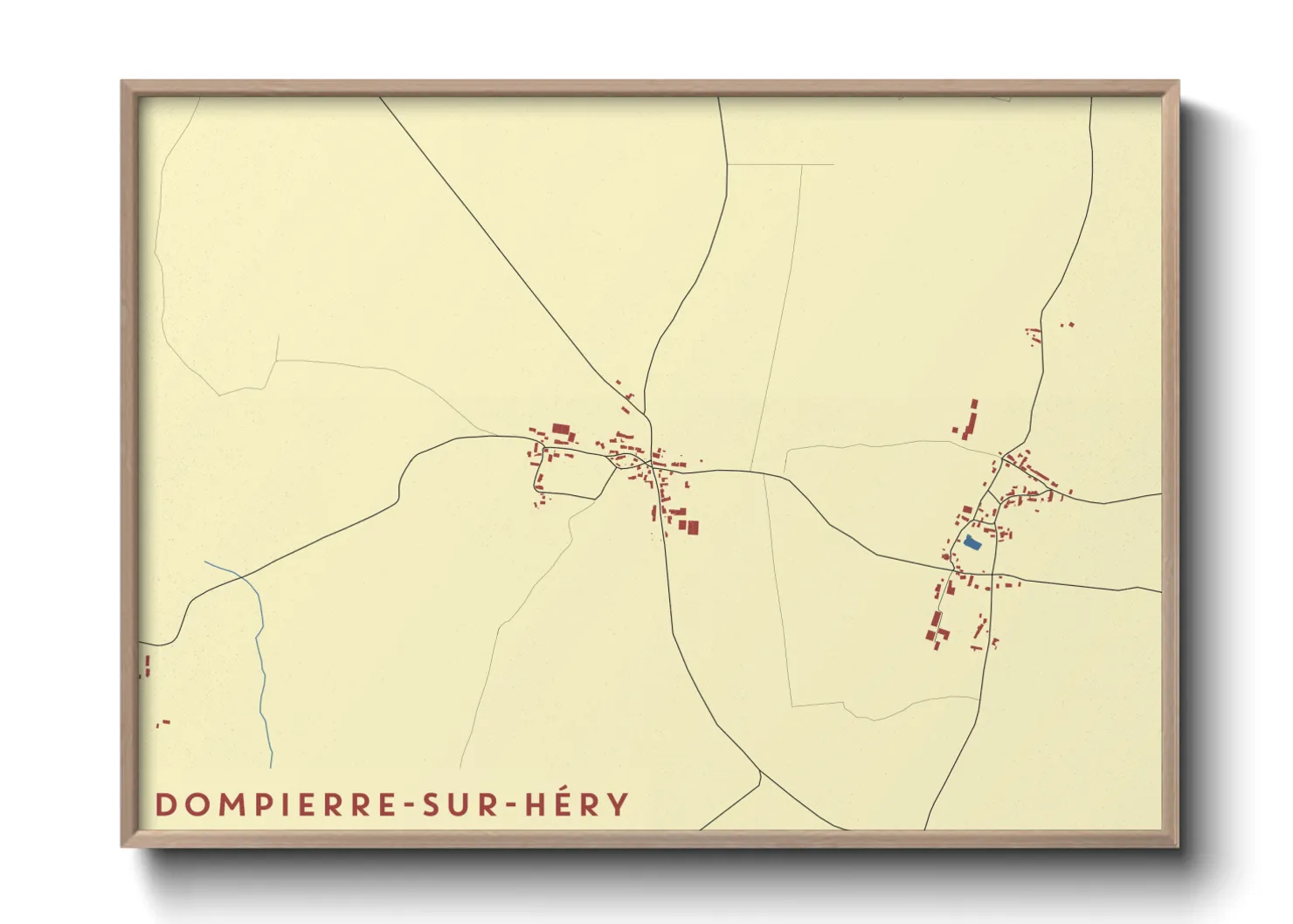 Une affiche de carte sur Dompierre-sur-Héry