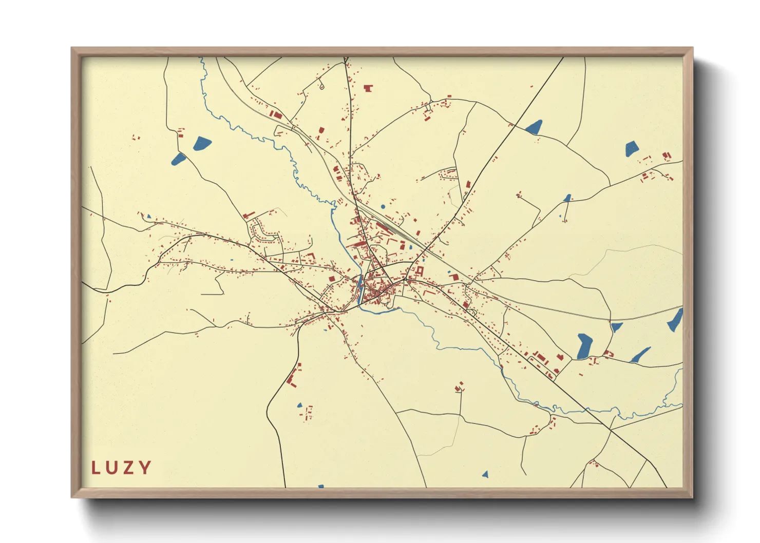 Une affiche de carte sur Luzy