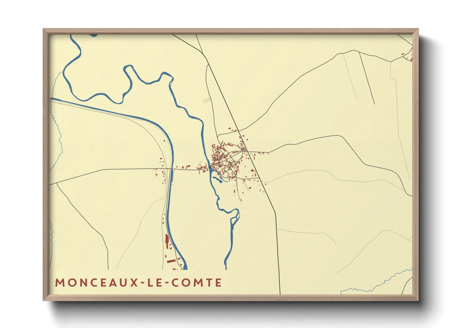 Une affiche de carte sur Monceaux-le-Comte