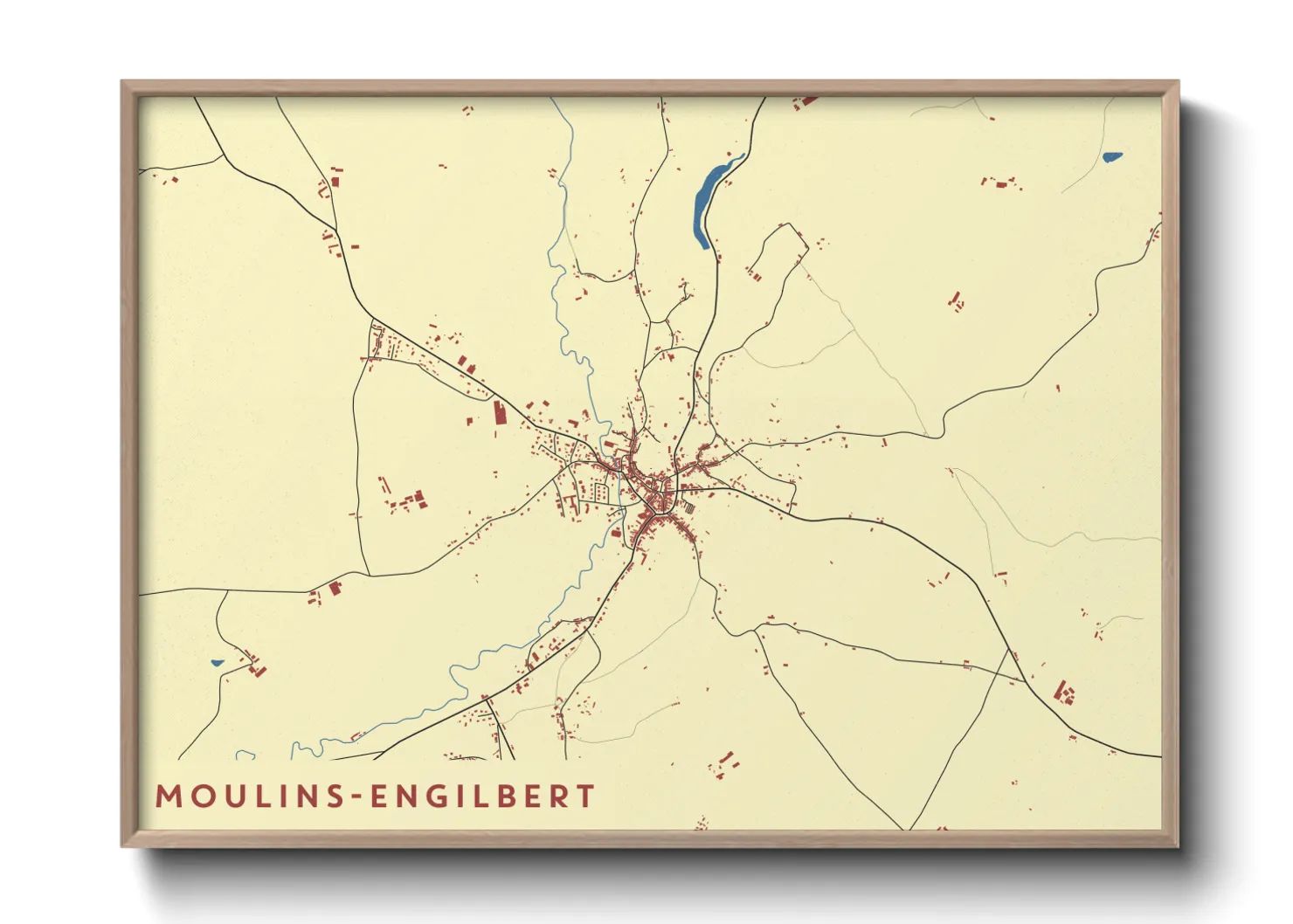 Une affiche de carte sur Moulins-Engilbert