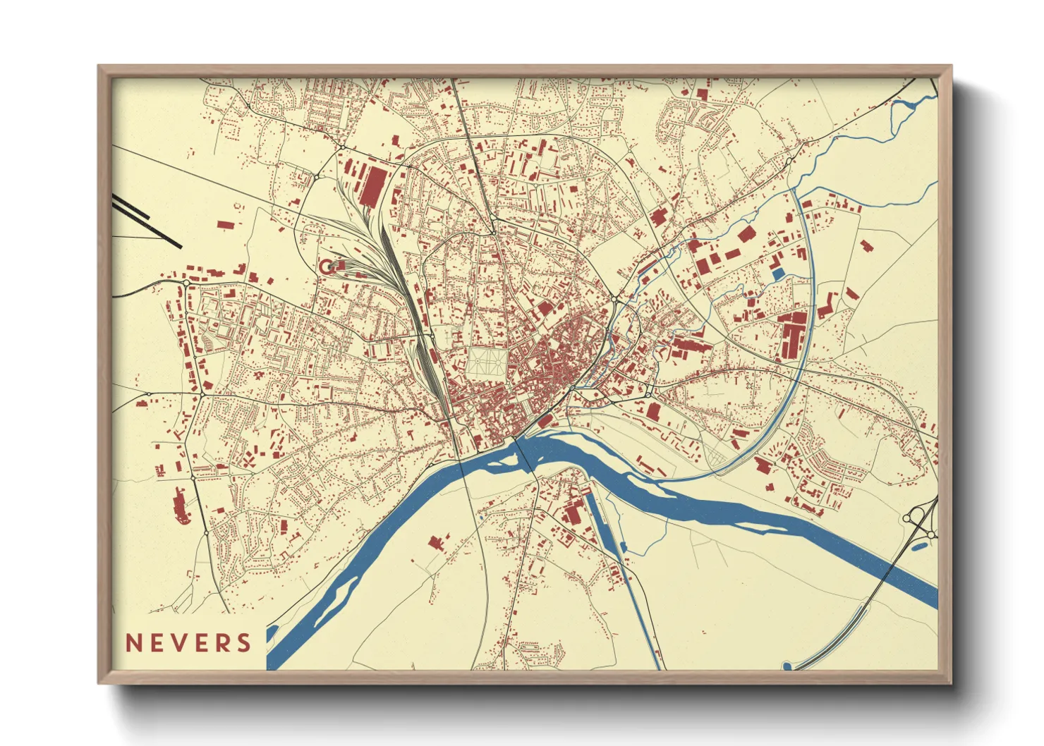 Une affiche de carte sur Nevers