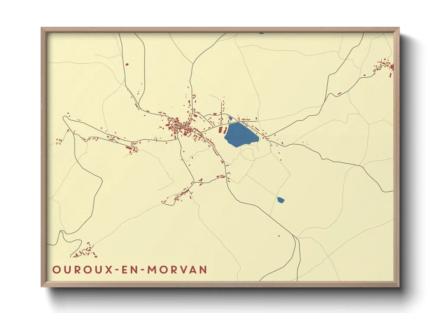 Une affiche de carte sur Ouroux-en-Morvan
