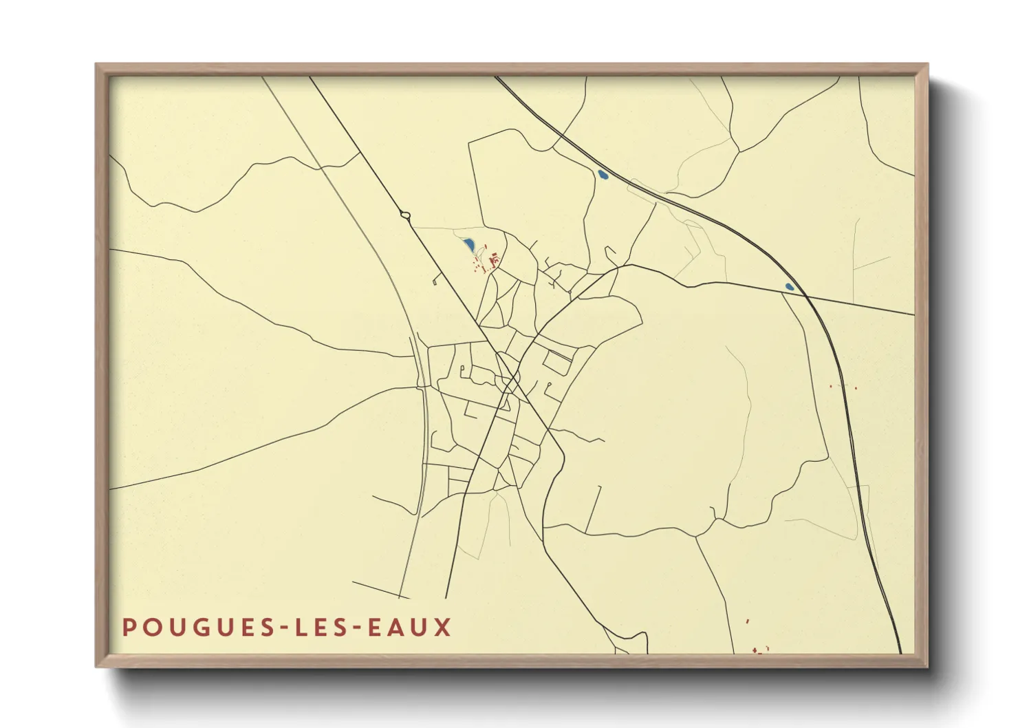 Une affiche de carte sur Pougues-les-Eaux