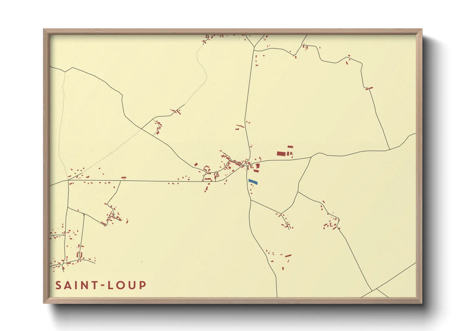 Une affiche de carte sur Saint-Loup