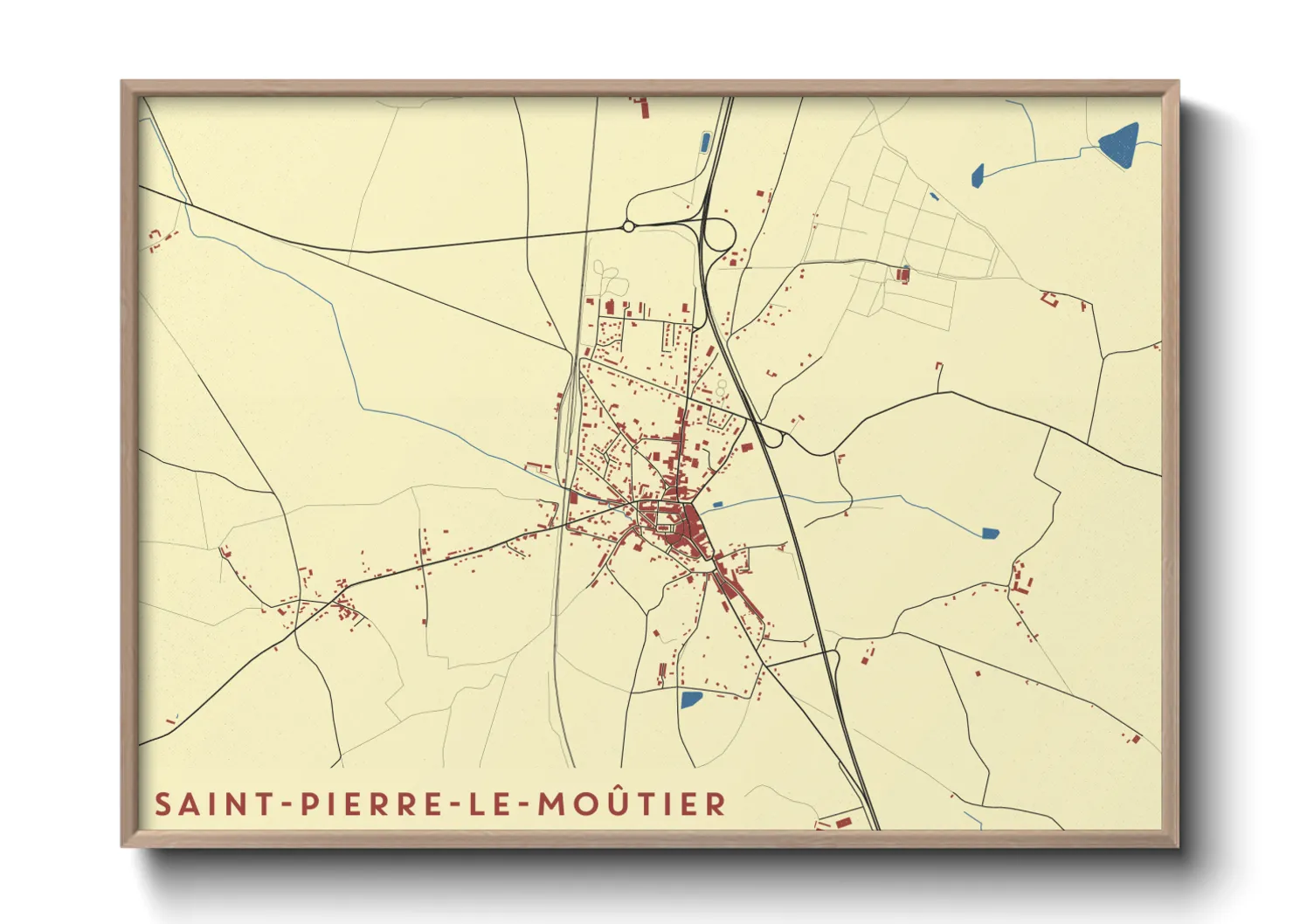 Une affiche de carte sur Saint-Pierre-le-Moûtier