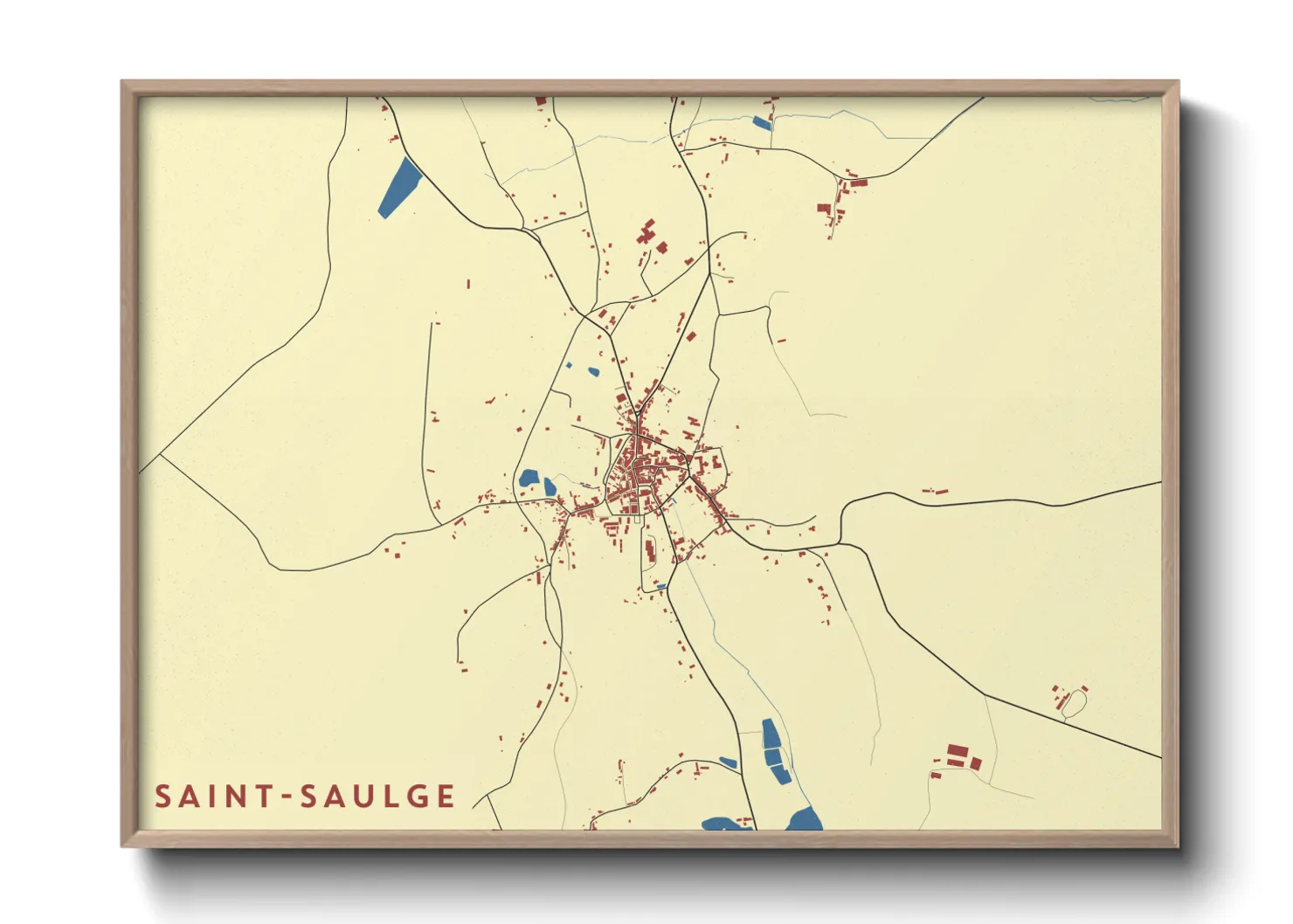Une affiche de carte sur Saint-Saulge