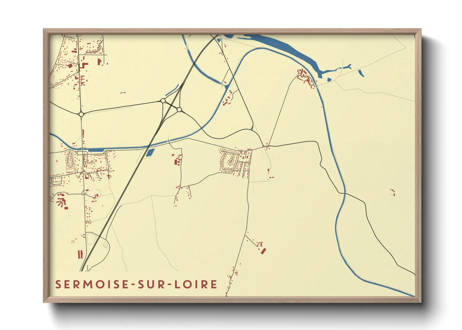 Une affiche de carte sur Sermoise-sur-Loire