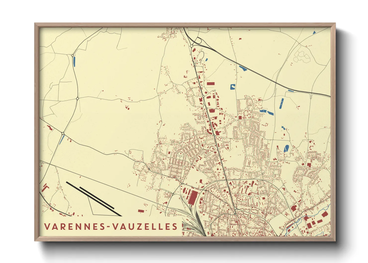 Une affiche de carte sur Varennes-Vauzelles